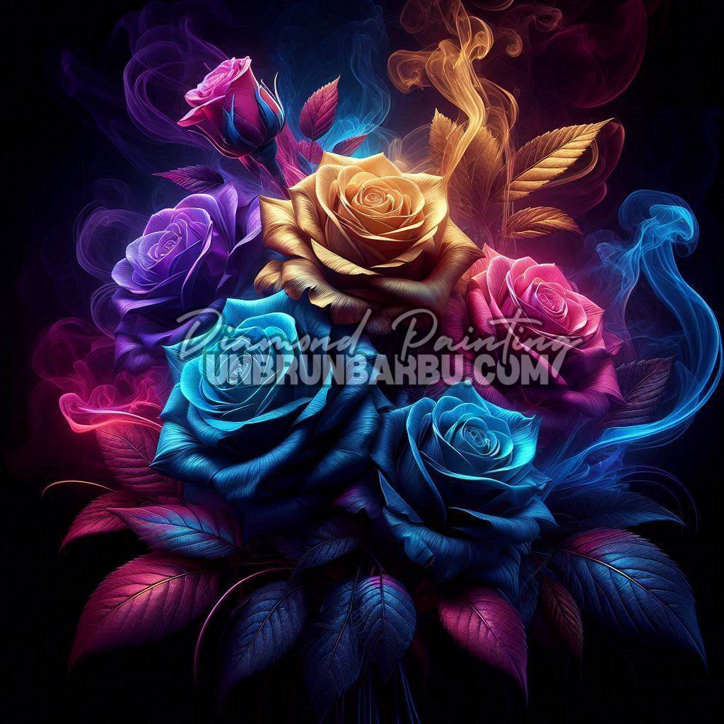 Roses de Lumière et de Fumée (100cm x 100cm)