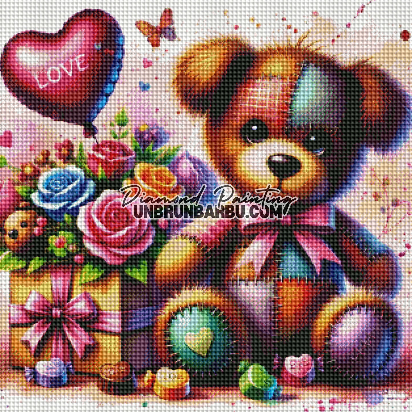 Saint Valentin de l'Ours Amoureux (80cm x 80cm)