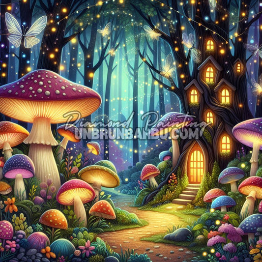 Sentier Secret des Champignons Lumineux (90cm x 90cm)