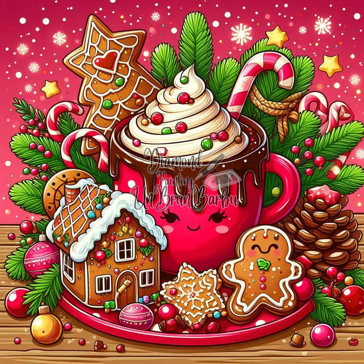 Tasse Joyeuse et les Délices d'Hiver (90cm x 90cm)