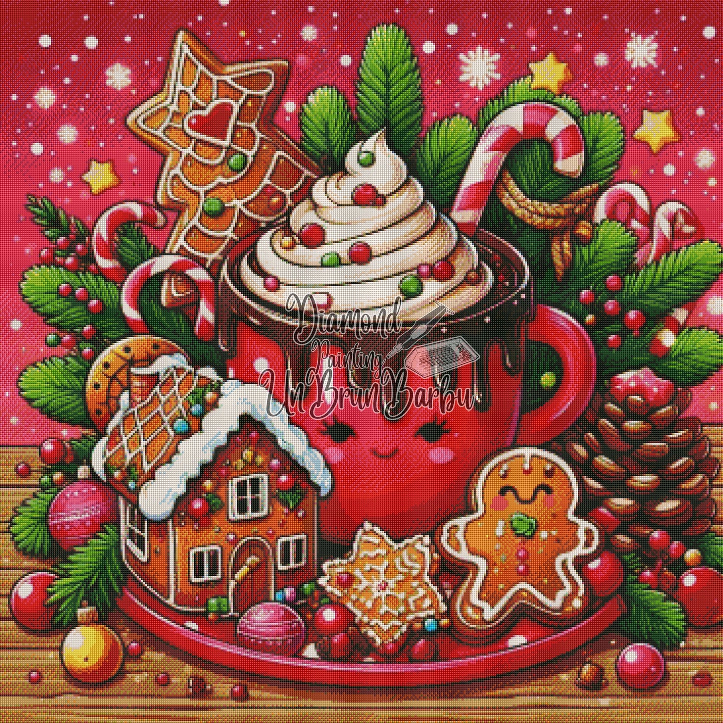 Tasse Joyeuse et les Délices d'Hiver (90cm x 90cm)