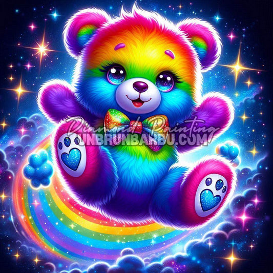 Teddy l'Ourson et le Toboggan Arc-en-Ciel (100cm x 100cm)