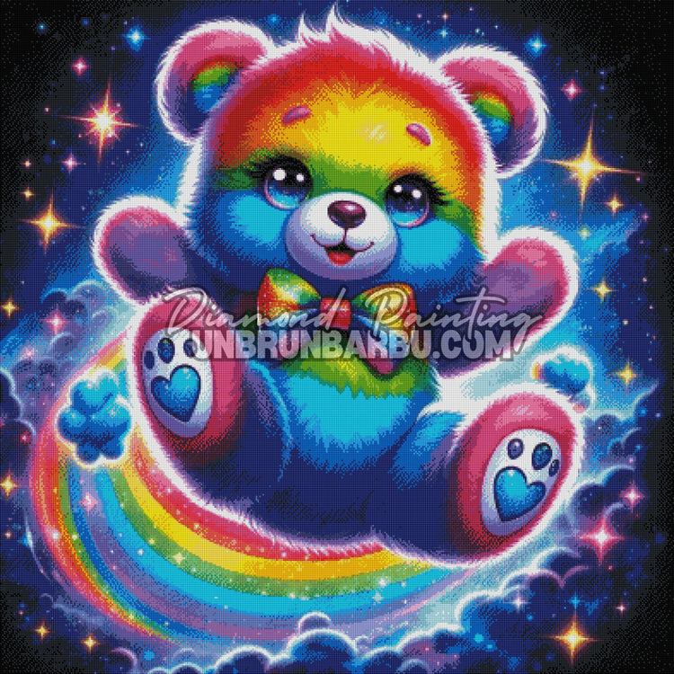 Teddy l'Ourson et le Toboggan Arc-en-Ciel (100cm x 100cm)