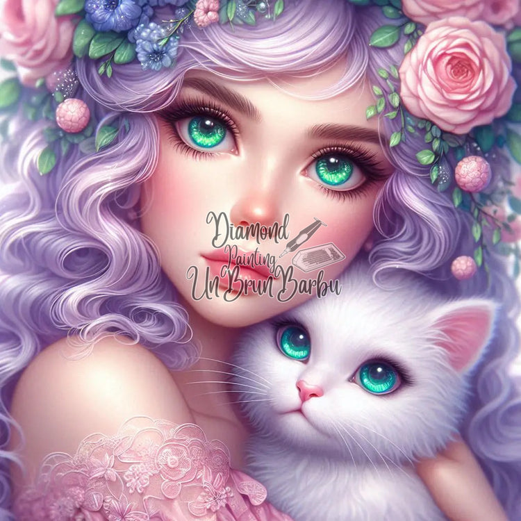 Tendre Secret du Chat Blanc (90cm x 90cm)