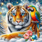 Tigre et Perroquet en Hiver (120cm x 120cm) - UnBrunBarbu