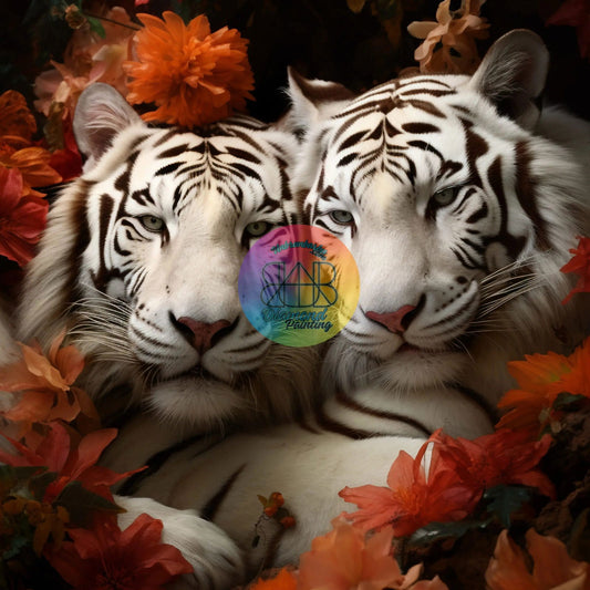 Tigres Duo Amoureux . (100cm x 100cm) - UnBrunBarbu