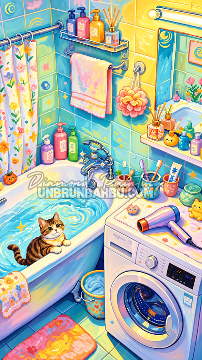 Diamond Painting – Le Bain du Petit Chat - 45x80 cm