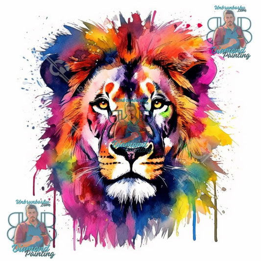 Vibrance du Sauvage, Jeune Lion Immortalisé dans un Éclat Coloré. (80cm x 80cm). - UnBrunBarbu