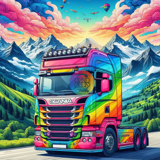 Voyage Scania Coloré. (100cm x 100cm). - UnBrunBarbu