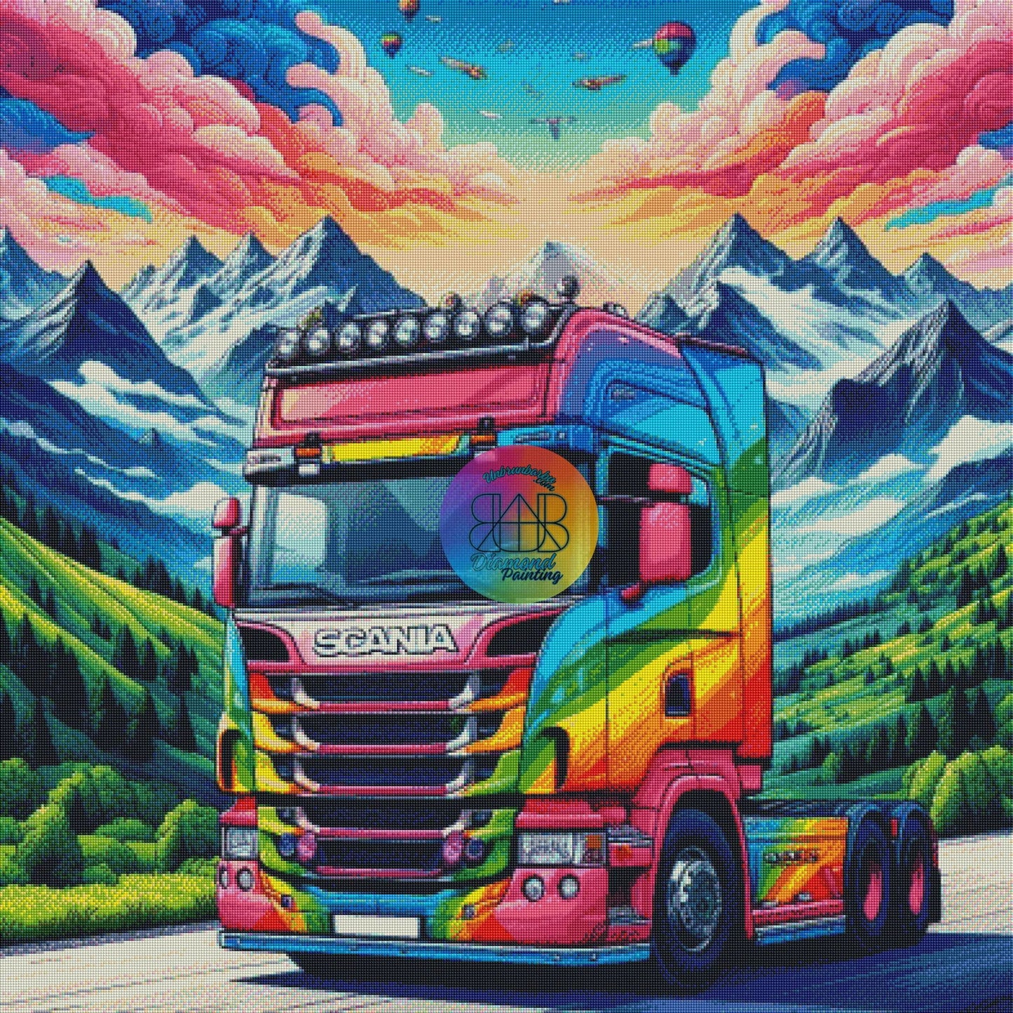 Voyage Scania Coloré. (100cm x 100cm). - UnBrunBarbu