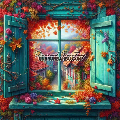 À Travers la Fenêtre, Écho des Saisons (100cm x 100cm) - UnBrunBarbu