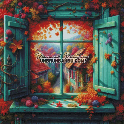 À Travers la Fenêtre, Écho des Saisons (100cm x 100cm) - UnBrunBarbu