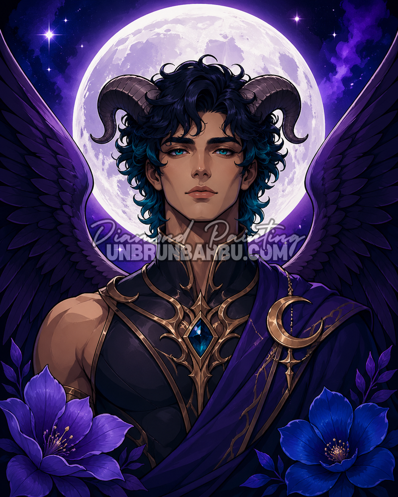 diamond painting ange noir sous etoiles illustration 80x100