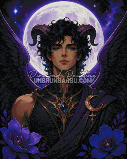 diamond painting ange noir sous etoiles rendu diamante 80x100