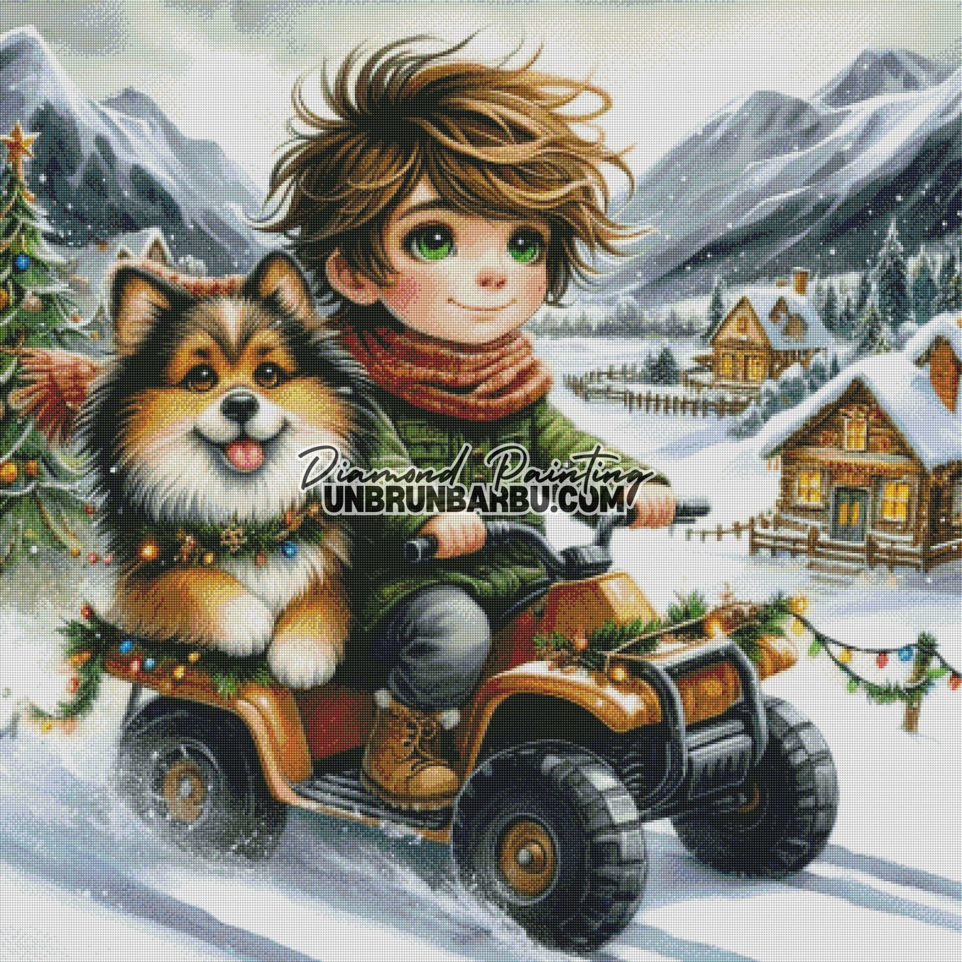 Aventure de Noël dans la Neige (100cm x 100cm) - UnBrunBarbu