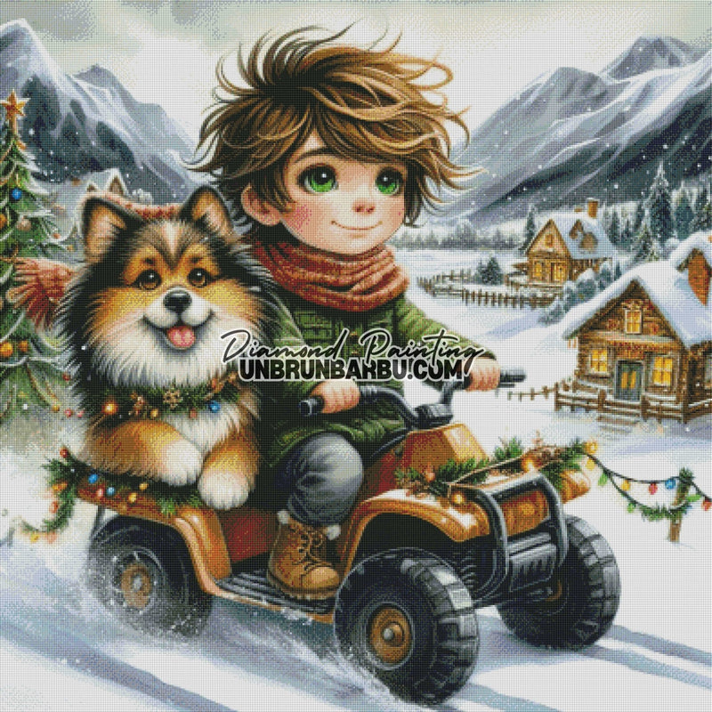 Aventure de Noël dans la Neige (100cm x 100cm) - UnBrunBarbu
