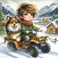 Aventure de Noël dans la Neige (100cm x 100cm) - UnBrunBarbu