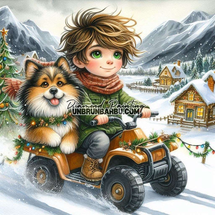 Aventure de Noël dans la Neige (100cm x 100cm) - UnBrunBarbu
