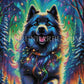 Aventure nordique Un chien joyeux sous les aurores boréales. (50xm x 90cm) - UnBrunBarbu