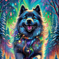 Aventure nordique Un chien joyeux sous les aurores boréales. (50xm x 90cm) - UnBrunBarbu