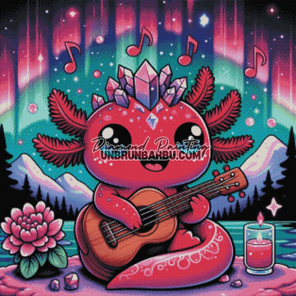 Axolotl Mélodie des Cristaux Boréale (80cm x 80cm) - UnBrunBarbu