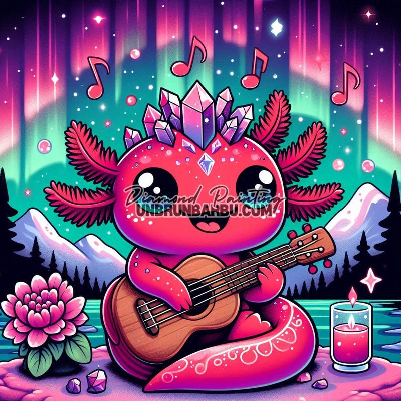 Axolotl Mélodie des Cristaux Boréale (80cm x 80cm) - UnBrunBarbu