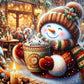 Bonhomme de Neige et son Chocolat Chaud (80cm x 80cm) - UnBrunBarbu
