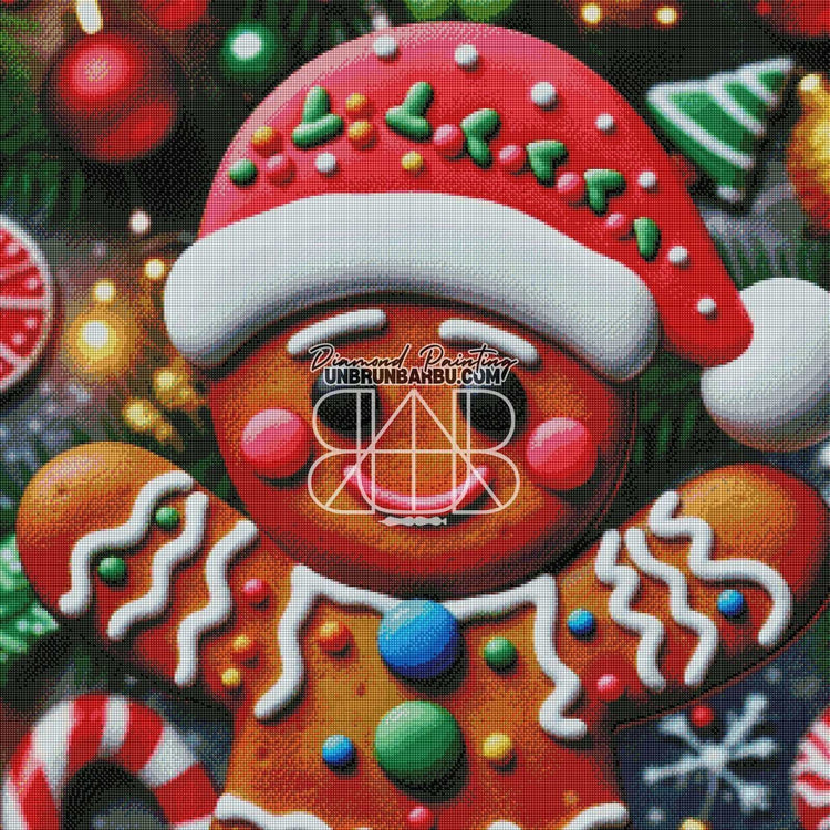 Bonhomme en Pain d'Épice de Noël (80cm x 80cm) - UnBrunBarbu