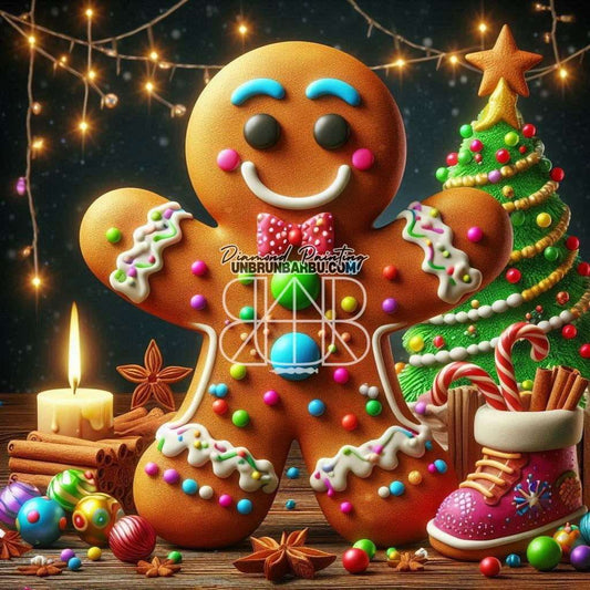 Bonhomme en Pain d'Épice Festif (90cm x 90cm) - UnBrunBarbu