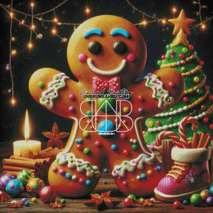 Bonhomme en Pain d'Épice Festif (90cm x 90cm) - UnBrunBarbu