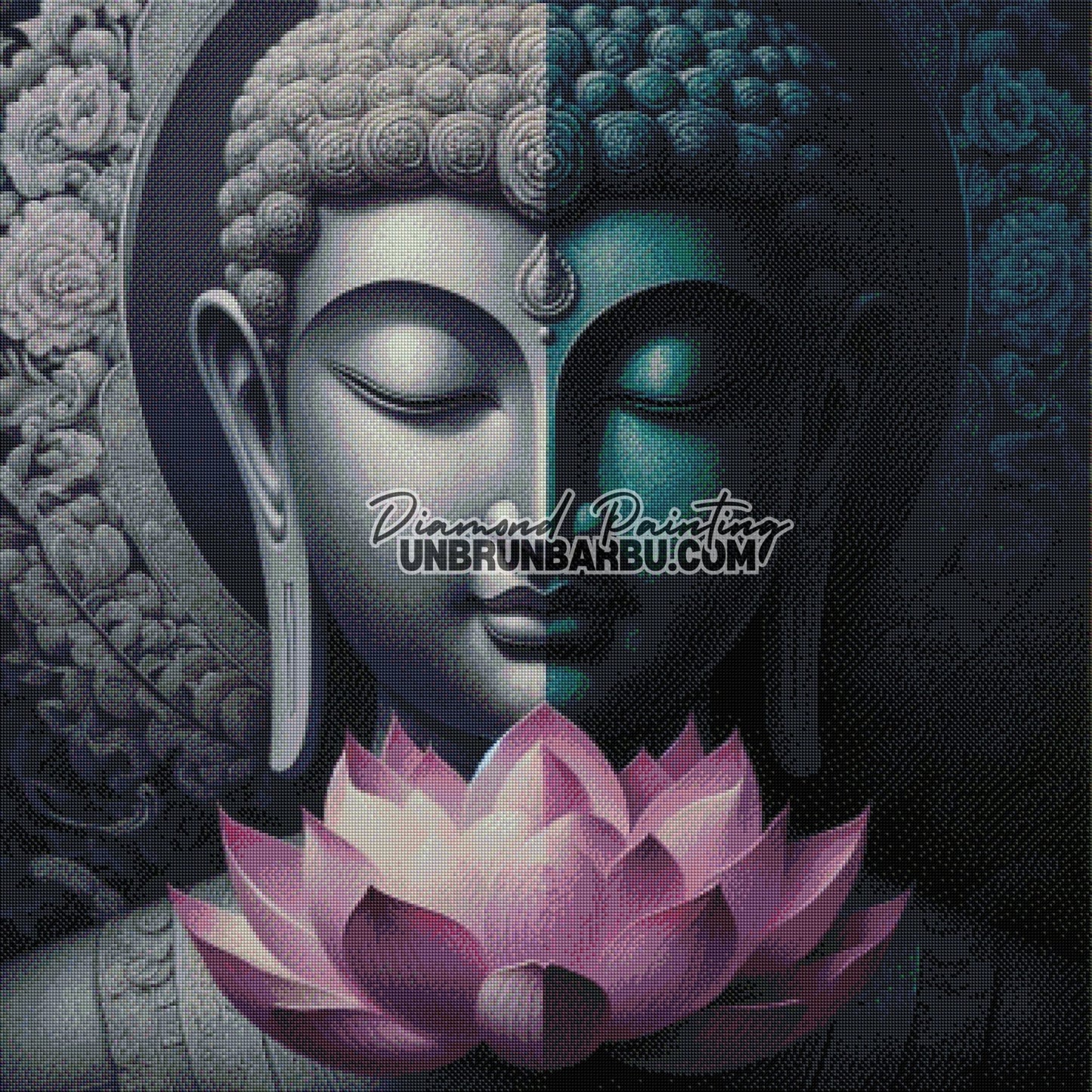 Boudha et le Lotus de l'Illumination (90cm x 90cm) - UnBrunBarbu