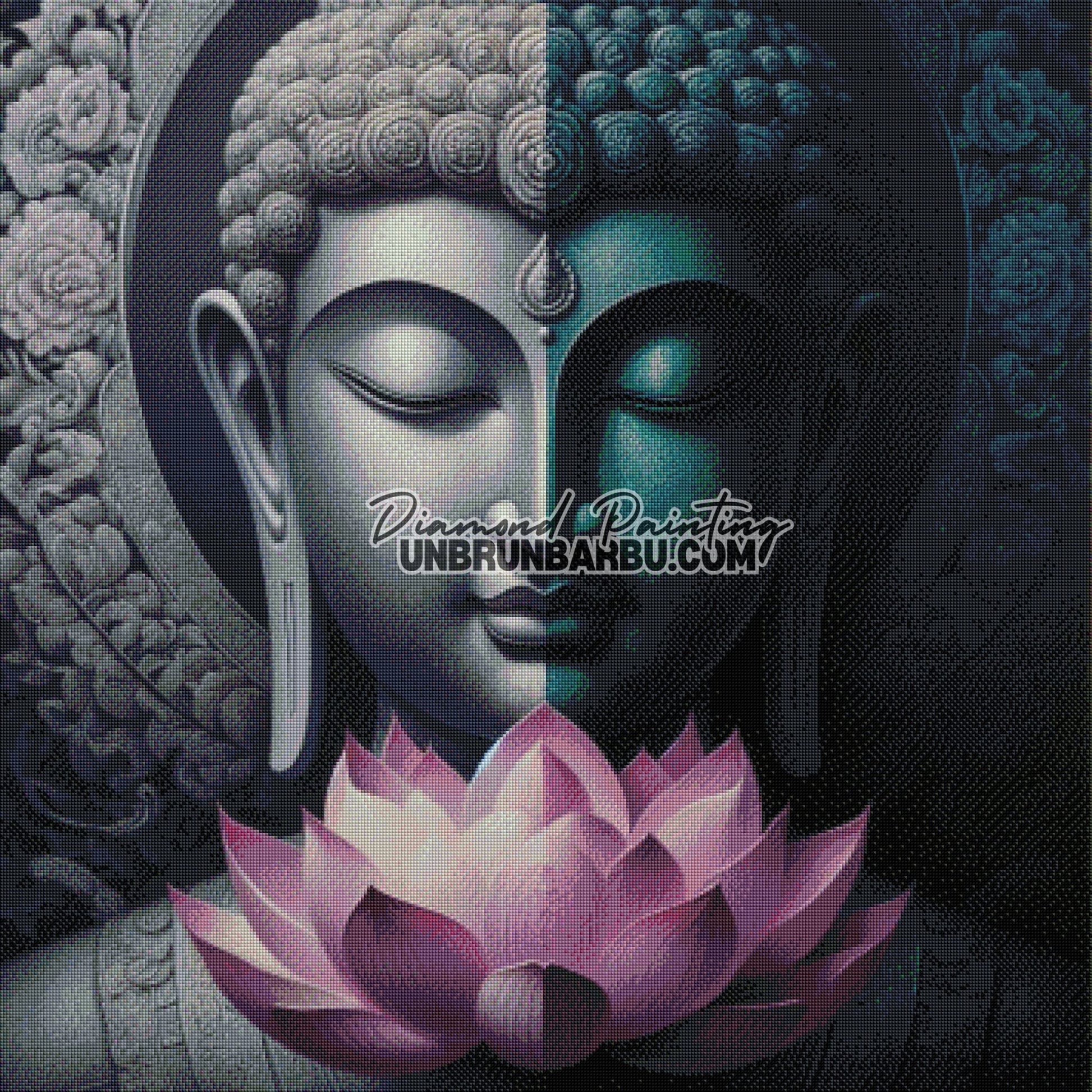 Boudha et le Lotus de l'Illumination (90cm x 90cm) - UnBrunBarbu