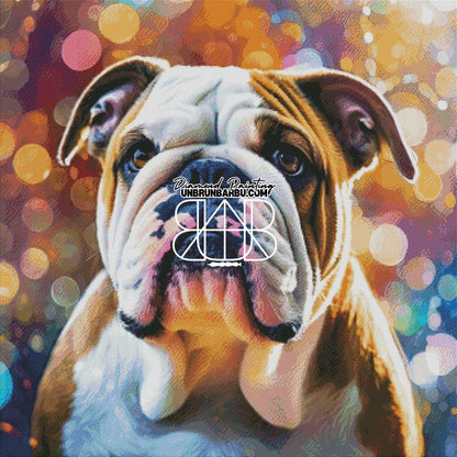 Bulldog Anglais, Lumières Bokeh (90cm x 90cm) - UnBrunBarbu