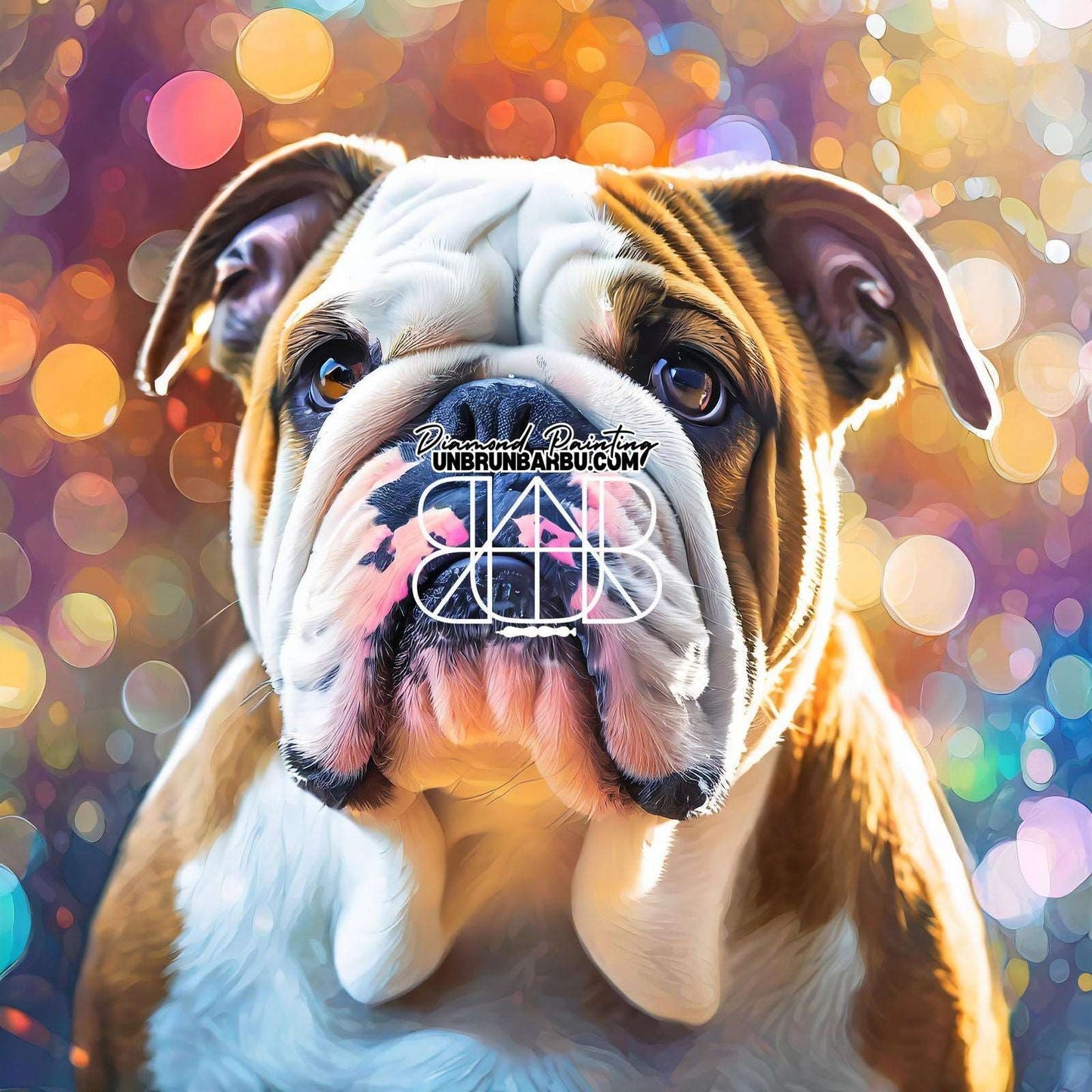 Bulldog Anglais, Lumières Bokeh (90cm x 90cm) - UnBrunBarbu