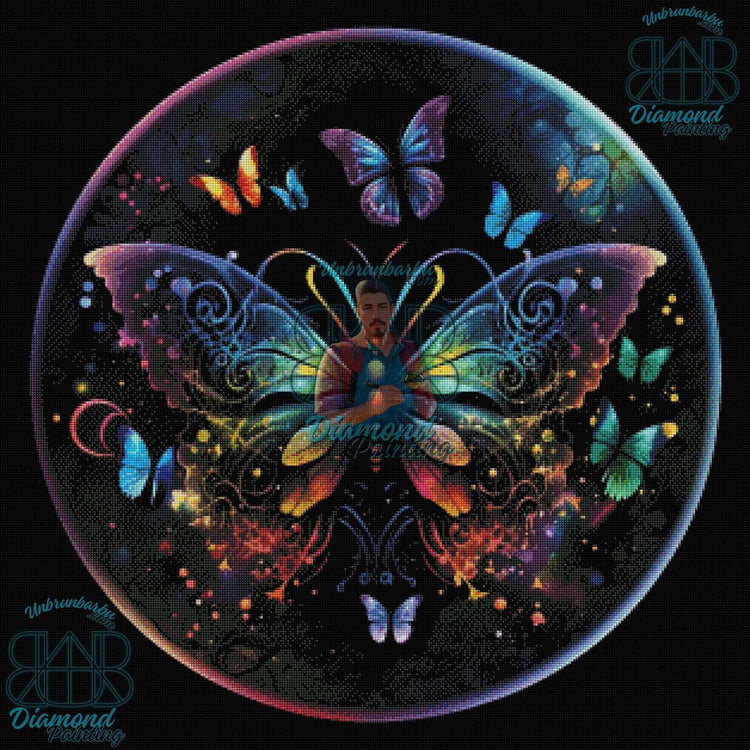 Bulle Enchantée de Papillon . (80cm x 80cm). - UnBrunBarbu
