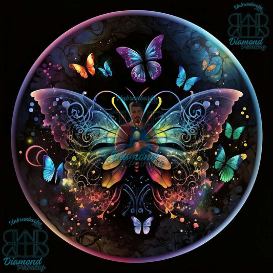 Bulle Enchantée de Papillon . (80cm x 80cm). - UnBrunBarbu