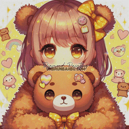 Câlin Kawaii D’ourson (80cm x 80cm) - UnBrunBarbu