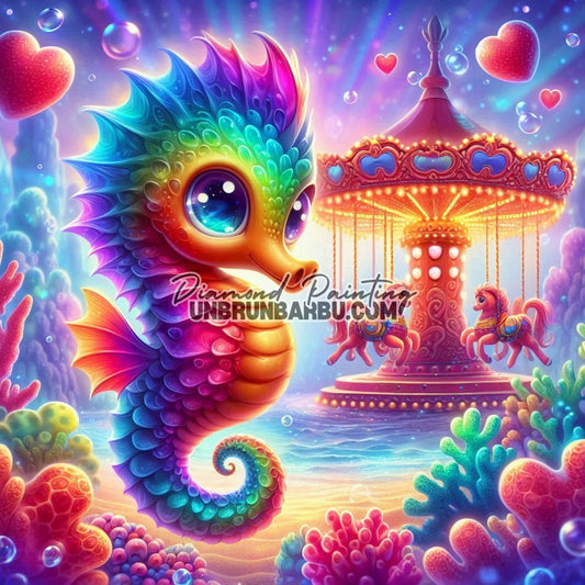 Carrousel de l’Hippocampe Rainbow (100cm x 100cm) - UnBrunBarbu