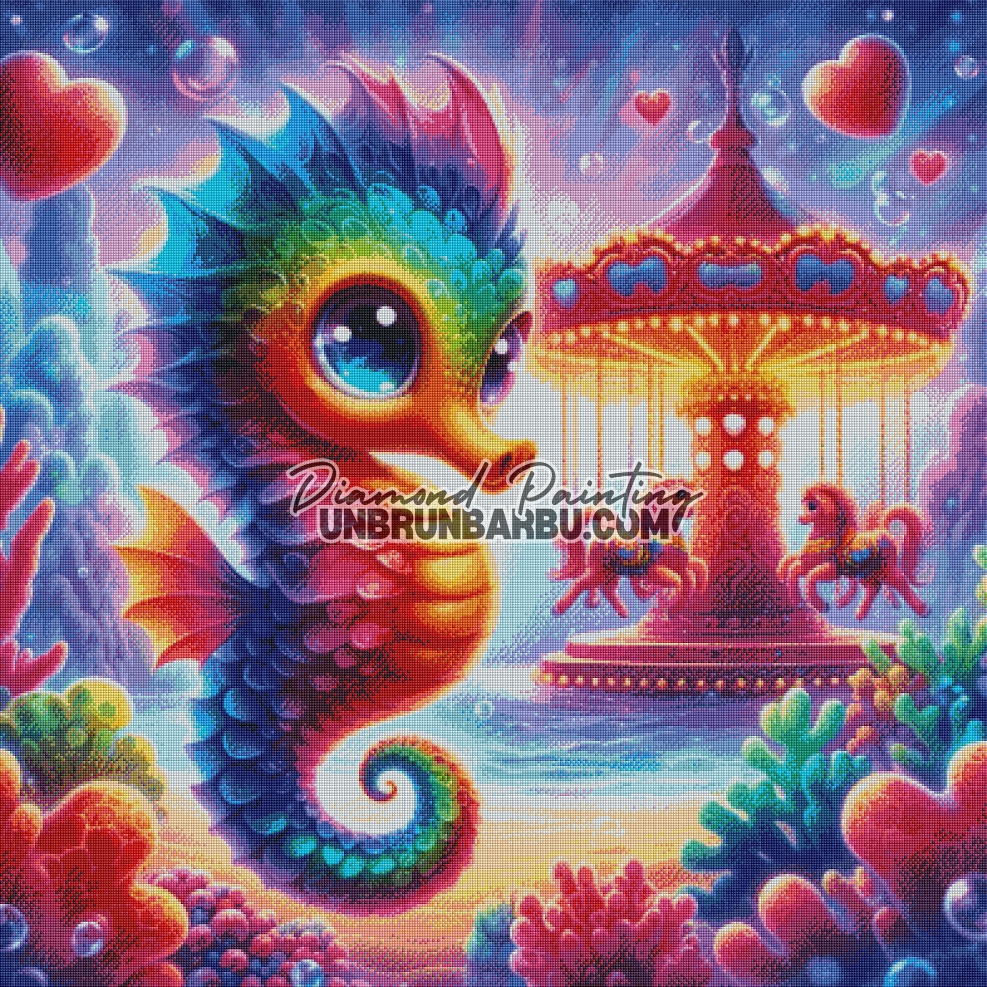 Carrousel de l’Hippocampe Rainbow (100cm x 100cm) - UnBrunBarbu