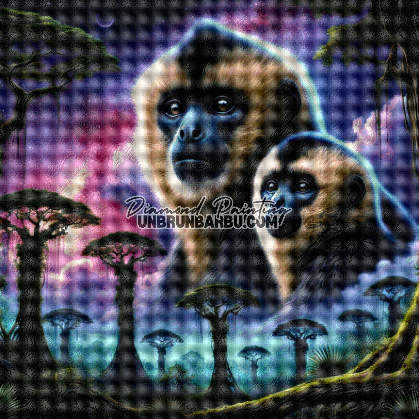 Chant Silencieux des Gibbons (100cm x 100cm) - UnBrunBarbu