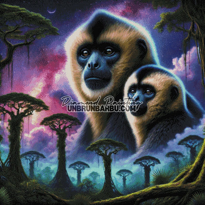 Chant Silencieux des Gibbons (100cm x 100cm) - UnBrunBarbu