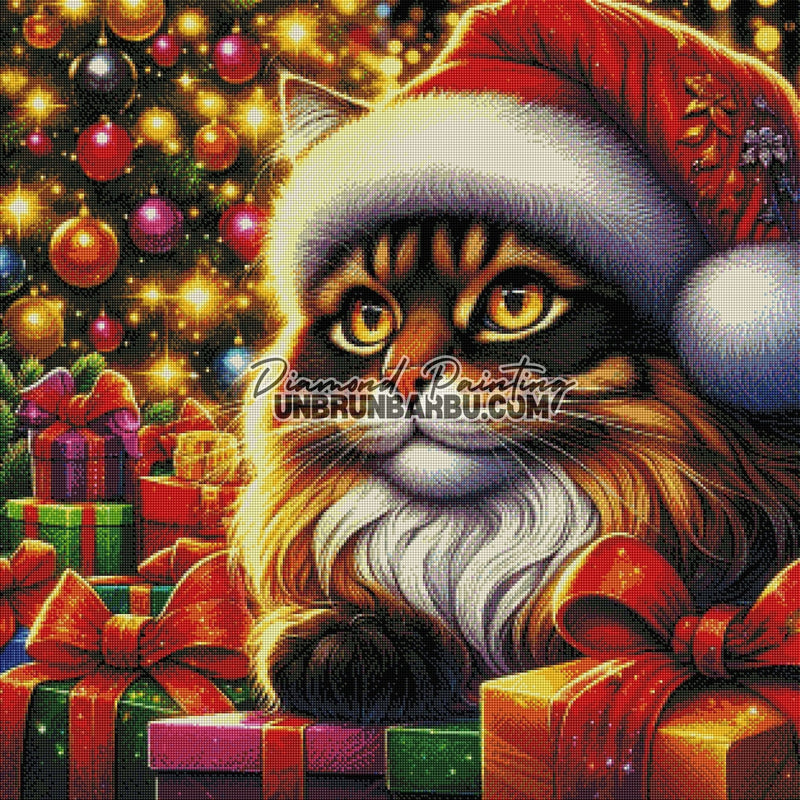 Chat Gardien des Cadeaux (80cm x 80cm) - UnBrunBarbu