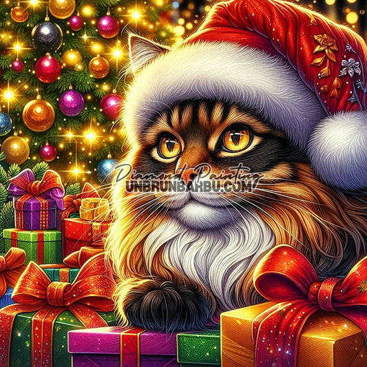 Chat Gardien des Cadeaux (80cm x 80cm) - UnBrunBarbu