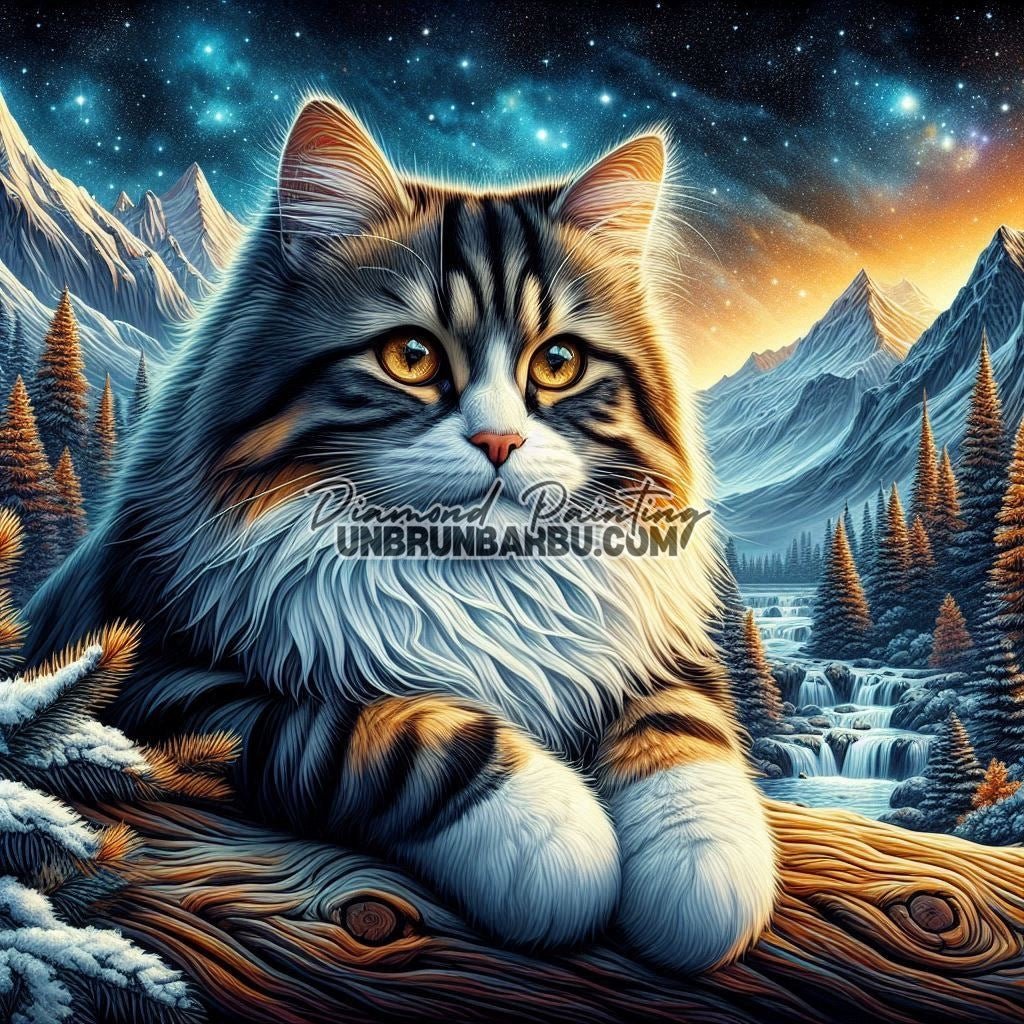 Chat Gardien des Montagnes (80cm x 80cm) - UnBrunBarbu