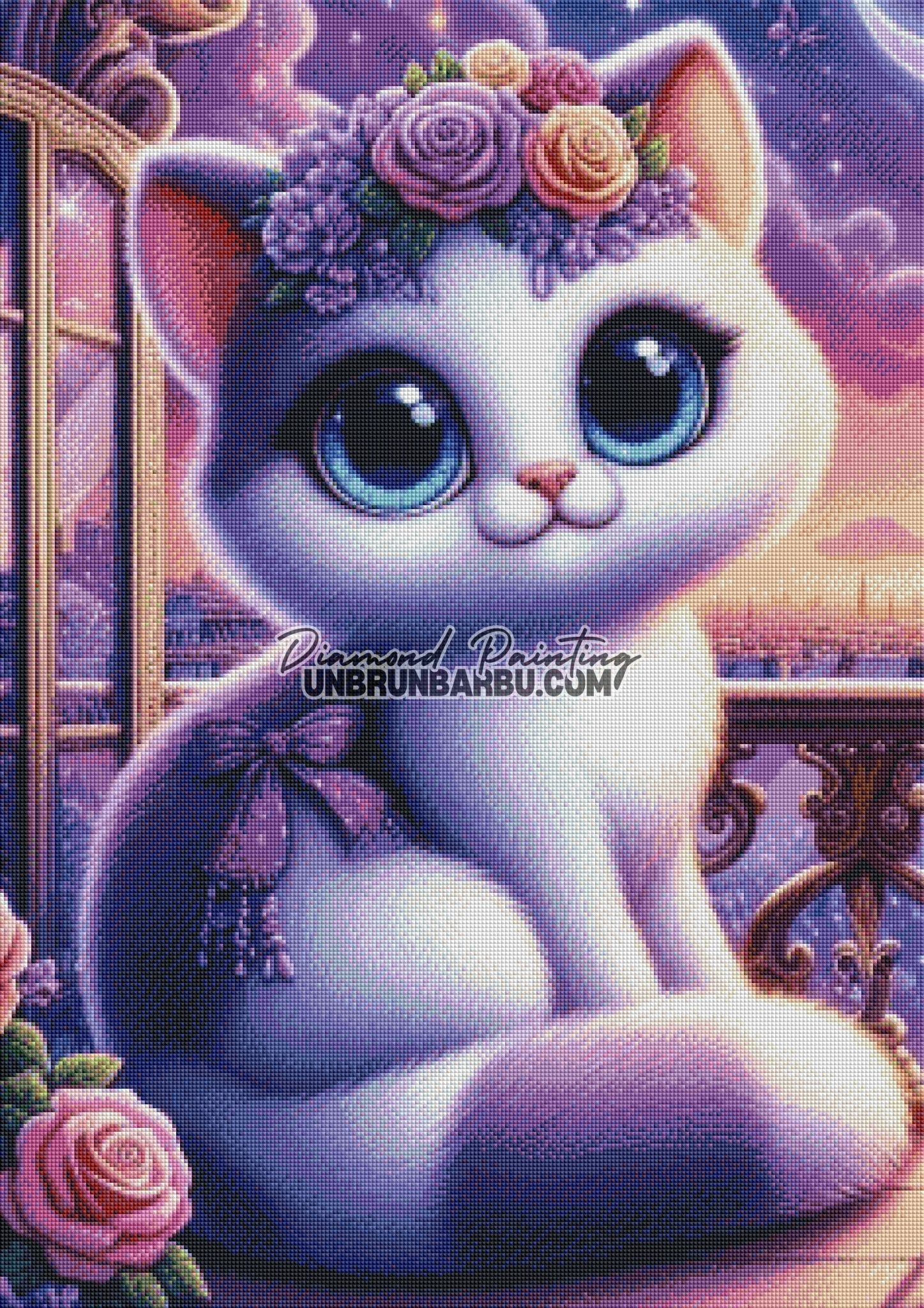 Chat sur le Balcon Parisien (60cm x 85cm) - UnBrunBarbu