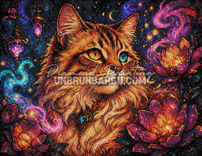 diamond painting chat yeux or azur rendu diamante 110x85