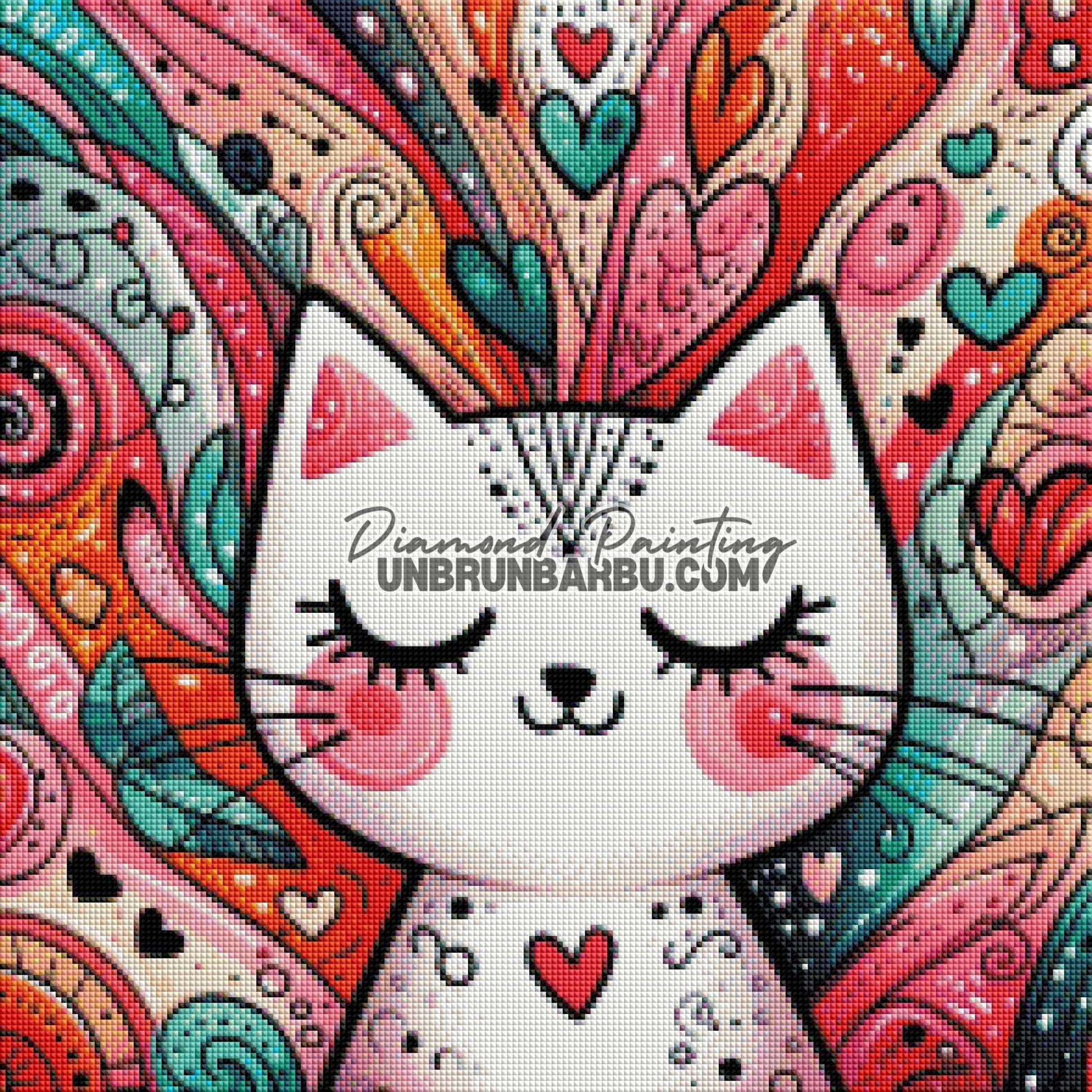 Chaton au Cœur d’Amour (50cm x 50cm) - UnBrunBarbu