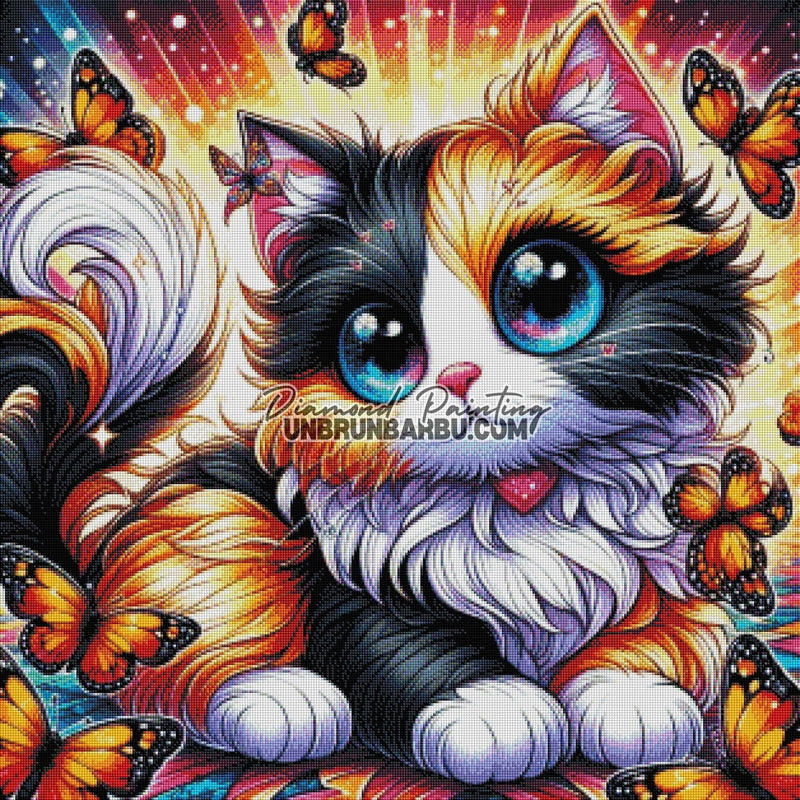 Chaton des Papillons Éblouissants (80cm ×80cm) - UnBrunBarbu