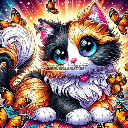 Chaton des Papillons Éblouissants (80cm ×80cm) - UnBrunBarbu