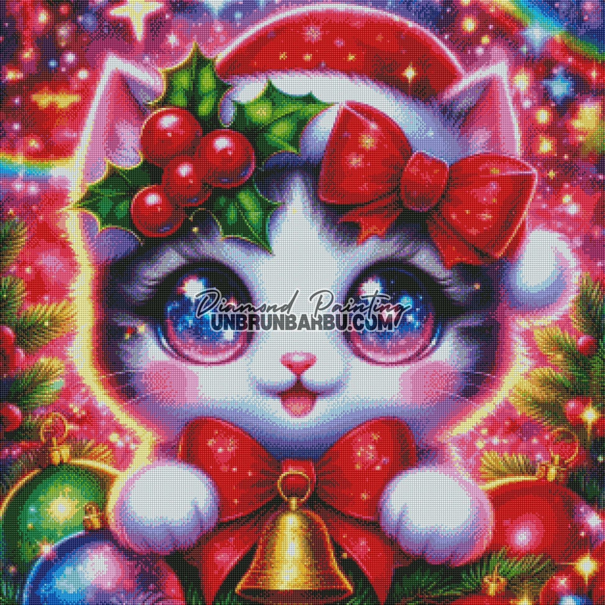 Chaton Magique de Noël (80cm x 80cm) - UnBrunBarbu
